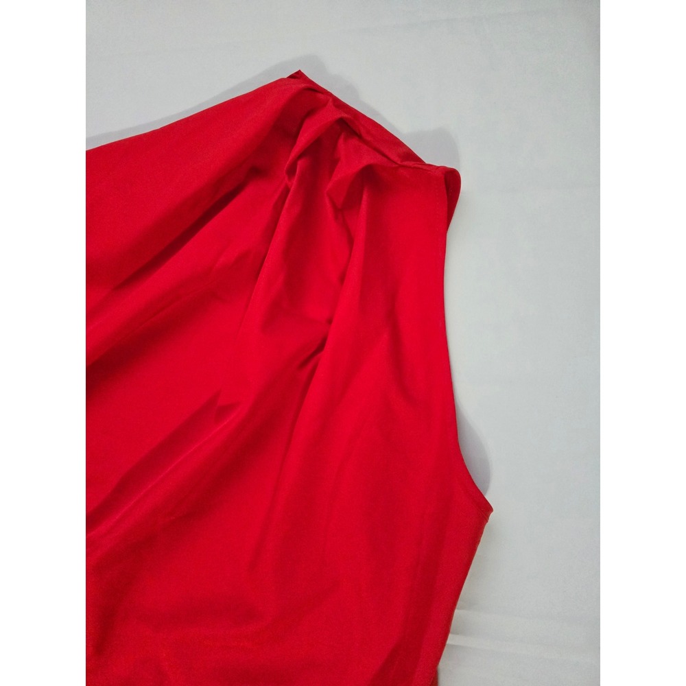 Shein 2 Pack One Shoulder Top Set Red Draped&Blue Floral Peplum Blouse Womens Lg - Picture 3 of 16